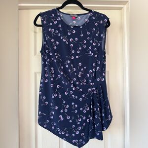 Vince Camuto Navy Floral Sleeveless Blouse